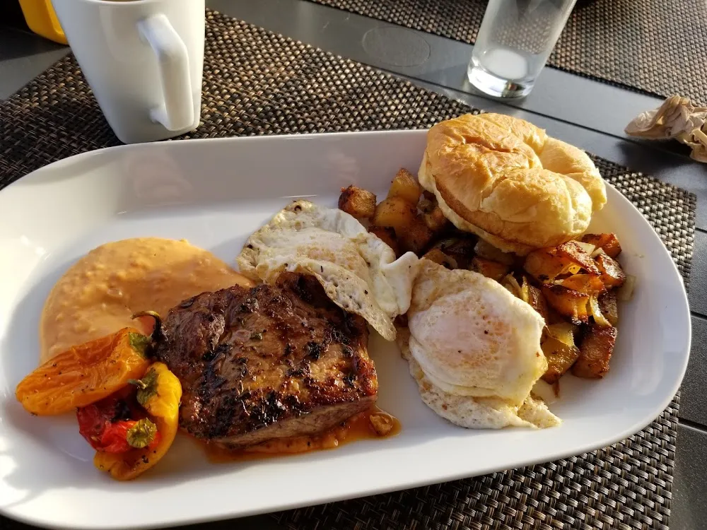 Steak & Eggs with Home Fries and Croissant